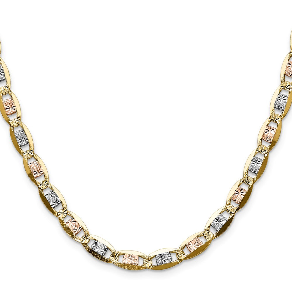 14k 6.1mm Tri-color Gold Pavé Valentino Chain