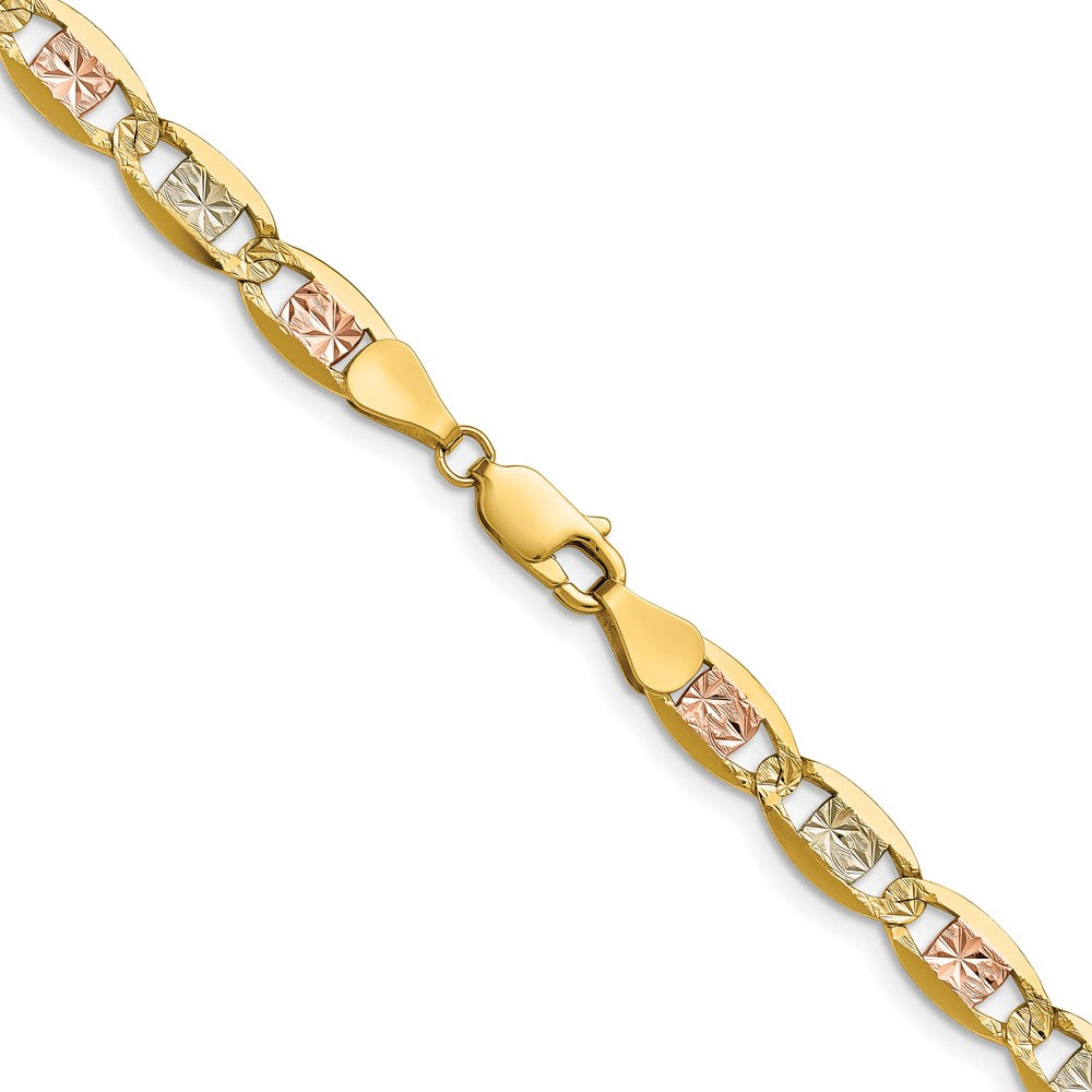 14k 6.1mm Tri-color Gold Pavé Valentino Chain