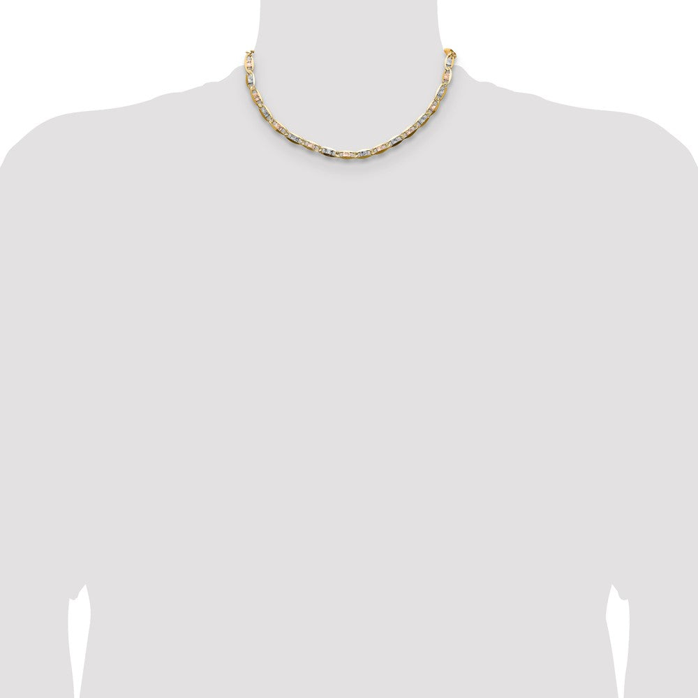 14k 6.1mm Tri-color Gold Pavé Valentino Chain