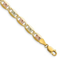 14k 6.1mm Tri-color Gold Pavé Valentino Chain