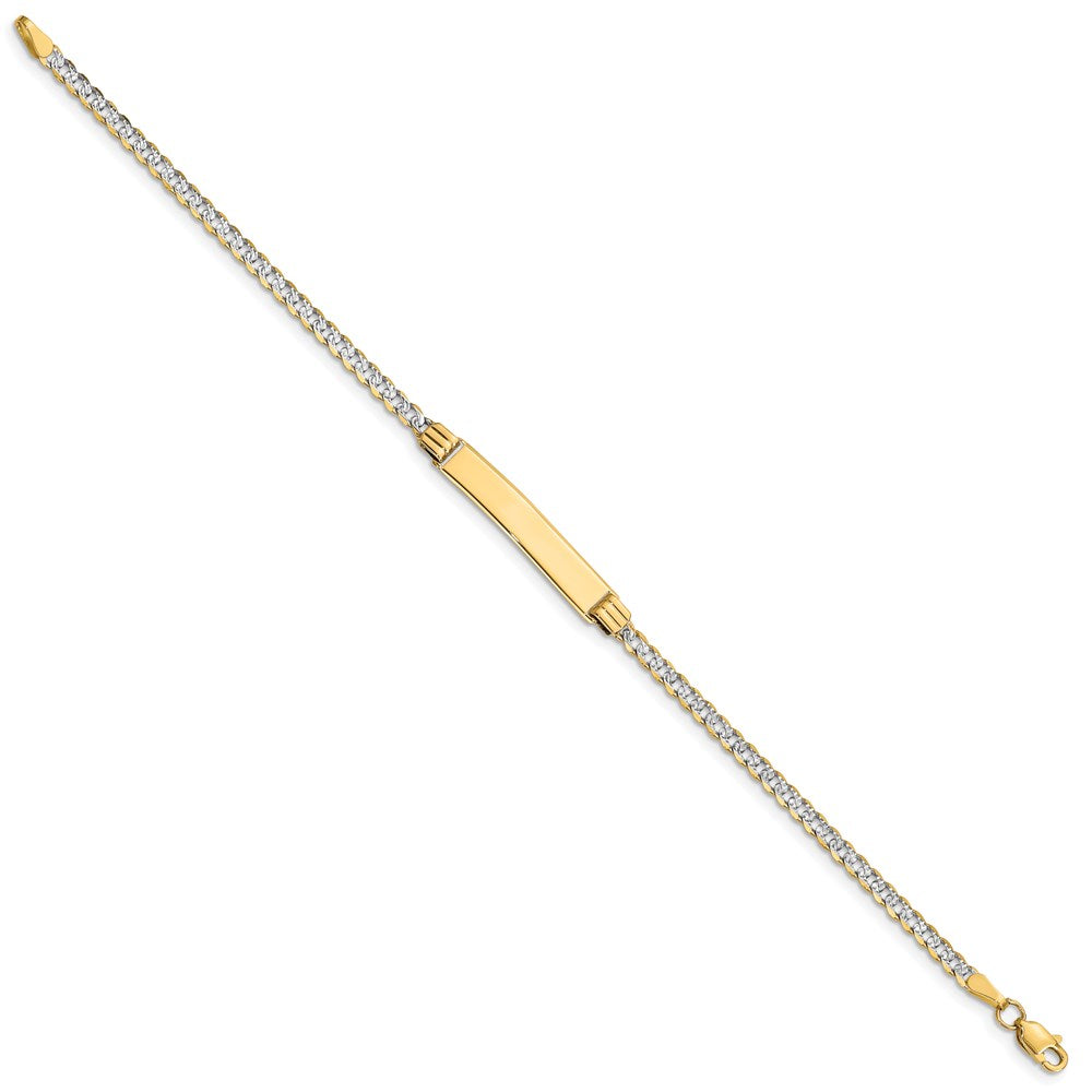 14k with Rhodium Pavé Curb ID Bracelet