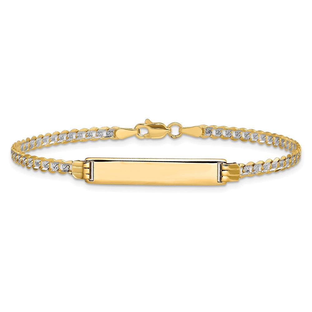 14k with Rhodium Pavé Curb ID Bracelet