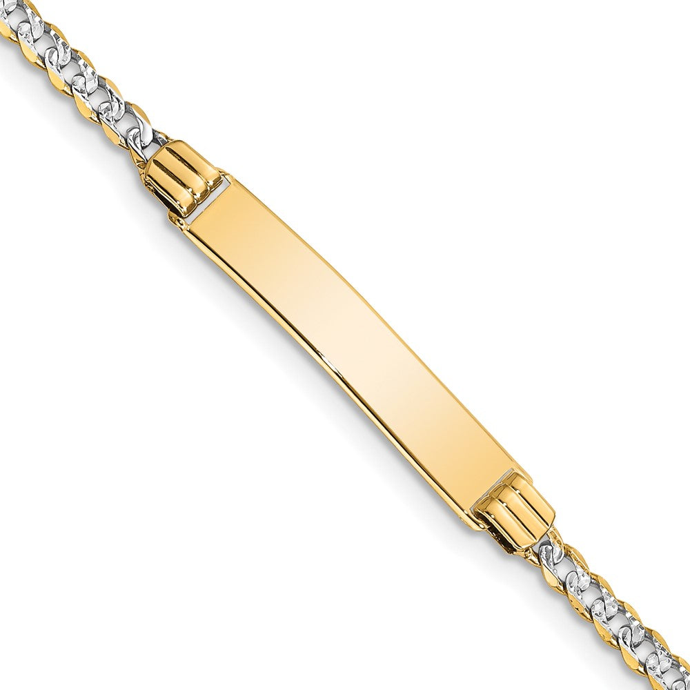 14k with Rhodium Pavé Curb ID Bracelet