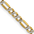 14k 3.2mm Semi-solid with Rhodium Pavé Figaro Chain