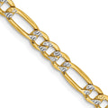14k 3.9mm Semi-solid with Rhodium Pavé Figaro Chain