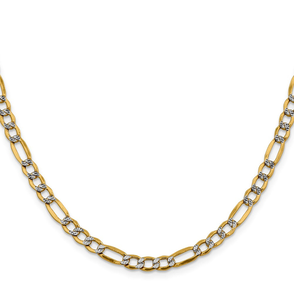 14k 5.25mm Semi-solid with Rhodium Pavé Figaro Chain
