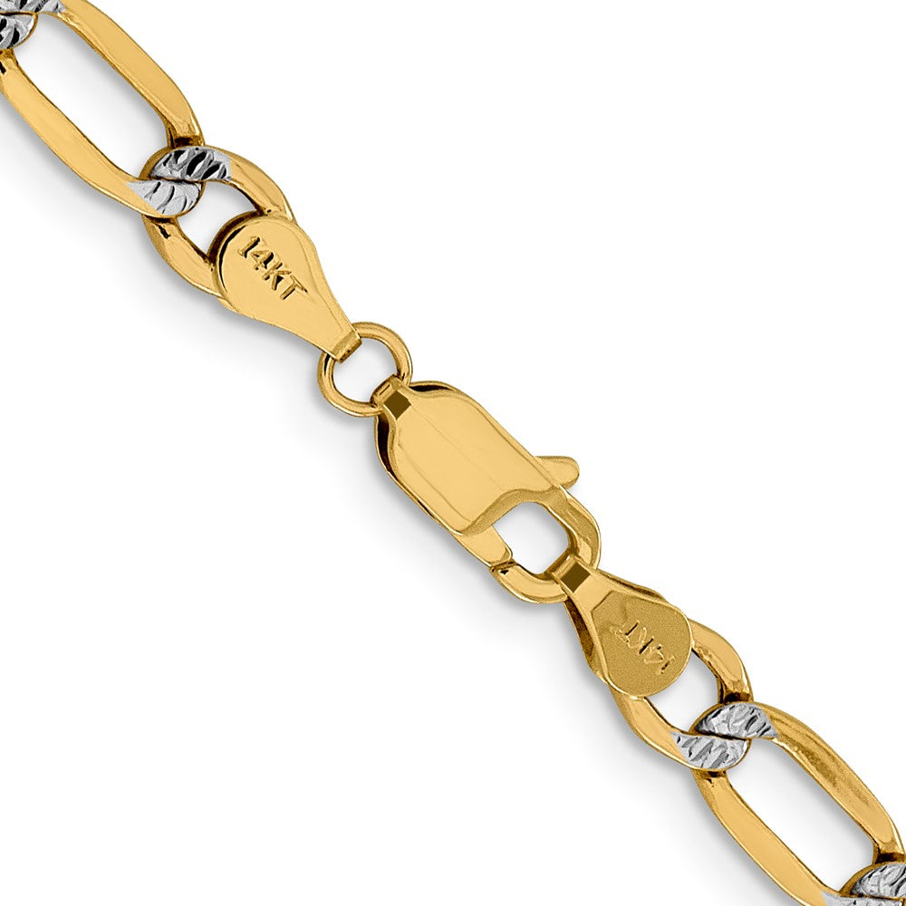 14k 5.25mm Semi-solid with Rhodium Pavé Figaro Chain