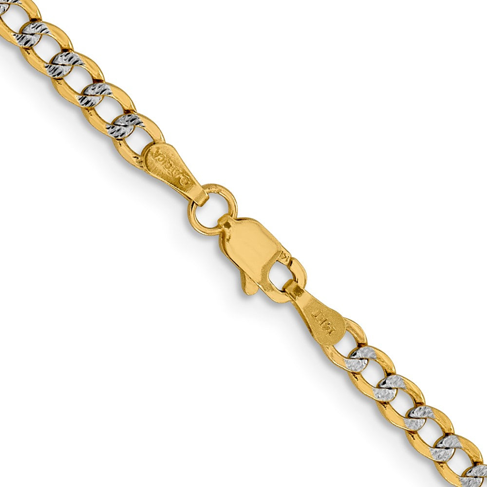 14k 3.4mm Semi-solid with Rhodium Pavé Curb Chain
