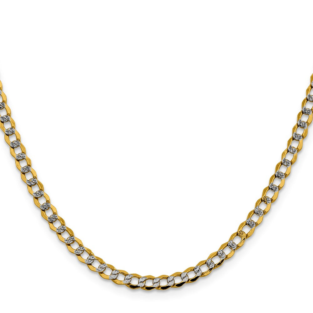14k 4.3mm Semi-solid with Rhodium Pavé Curb Chain