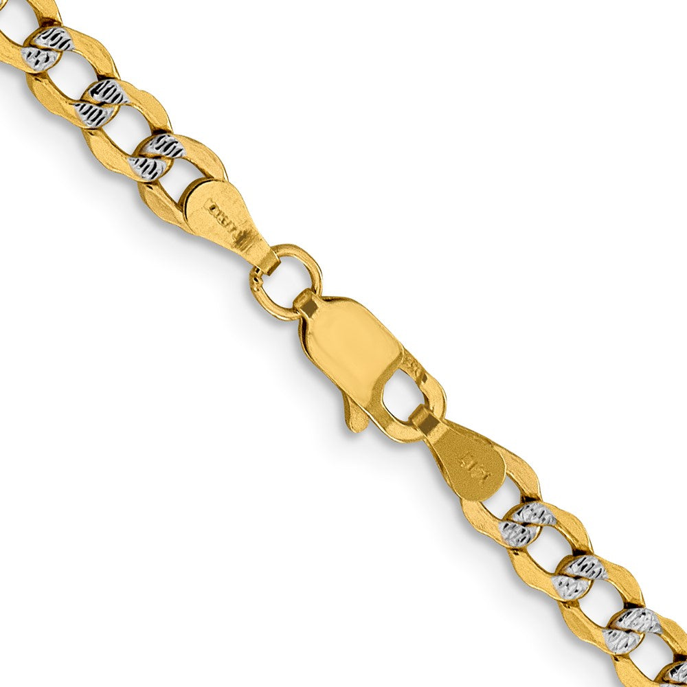 14k 4.3mm Semi-solid with Rhodium Pavé Curb Chain