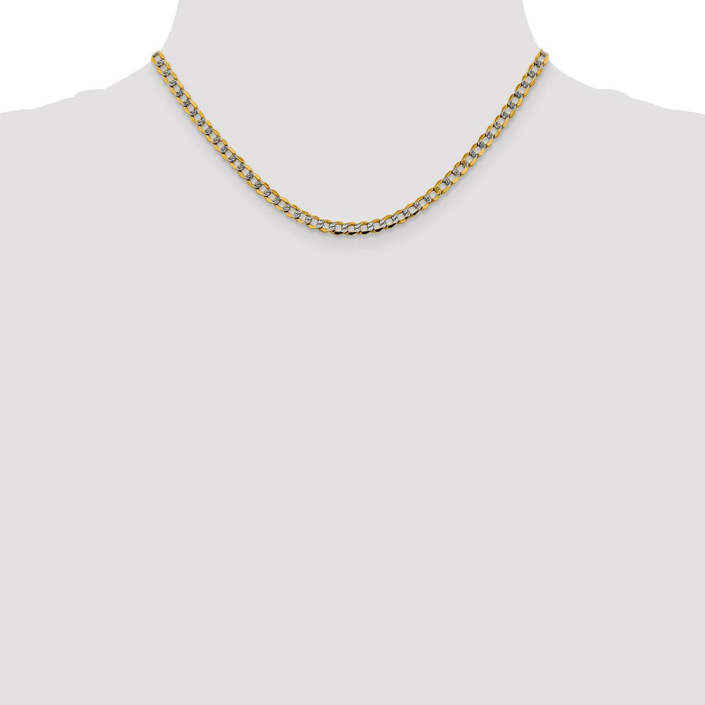 14k 4.3mm Semi-solid with Rhodium Pavé Curb Chain