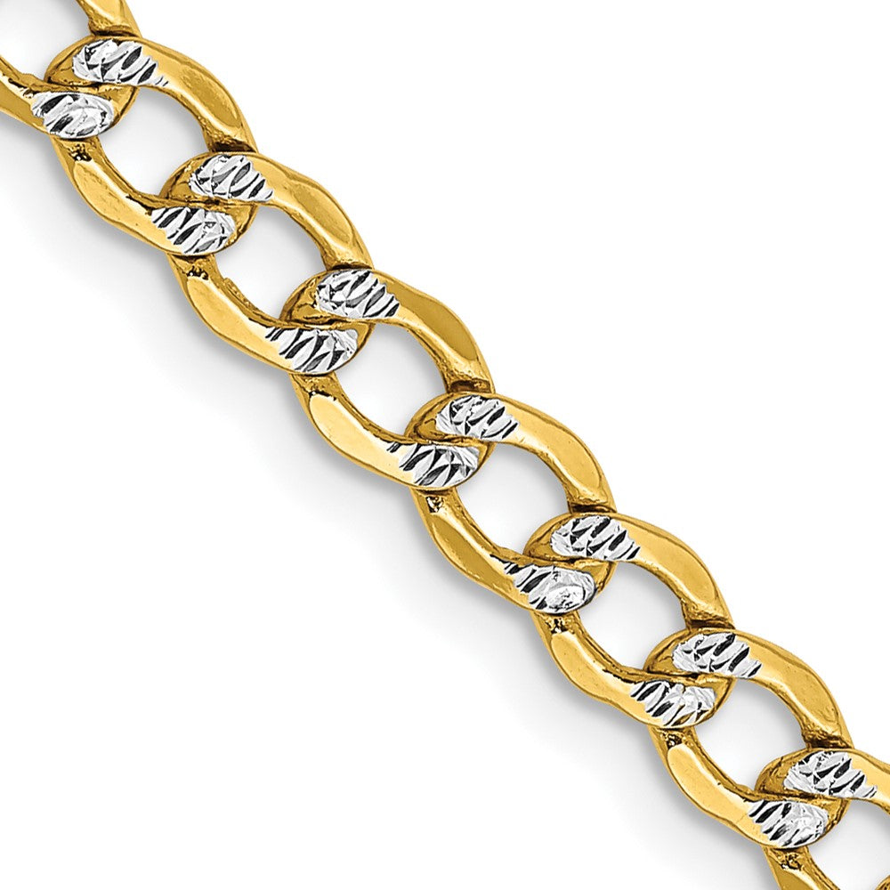 14k 4.3mm Semi-solid with Rhodium Pavé Curb Chain