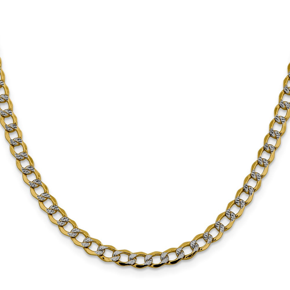 14k 5.2mm Semi-solid with Rhodium Pavé Curb Chain