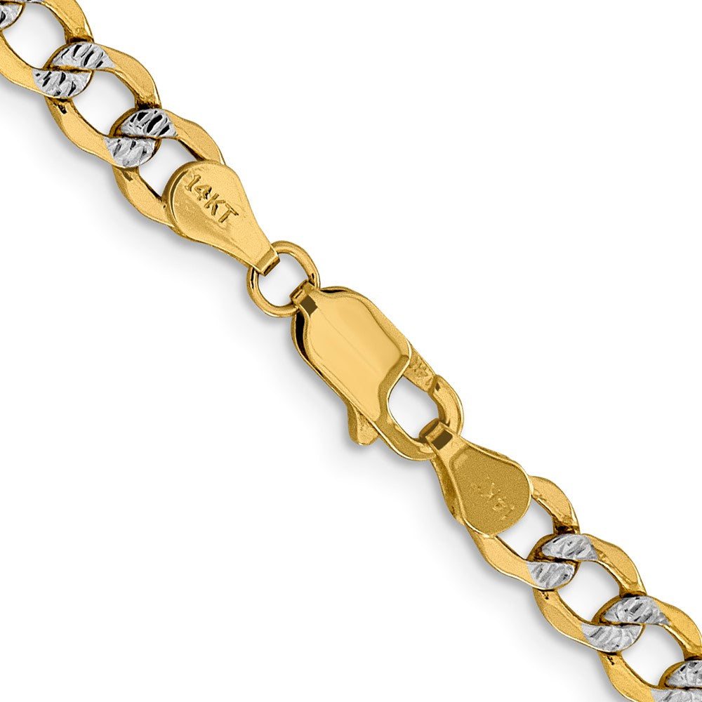 14k 5.2mm Semi-solid with Rhodium Pavé Curb Chain