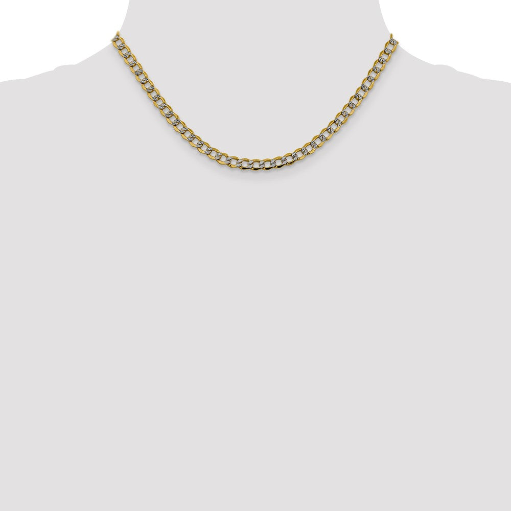 14k 5.2mm Semi-solid with Rhodium Pavé Curb Chain
