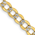 14k 5.2mm Semi-solid with Rhodium Pavé Curb Chain