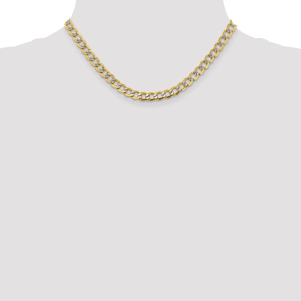 14k 6.75mm Semi-solid with Rhodium Pavé Curb Chain