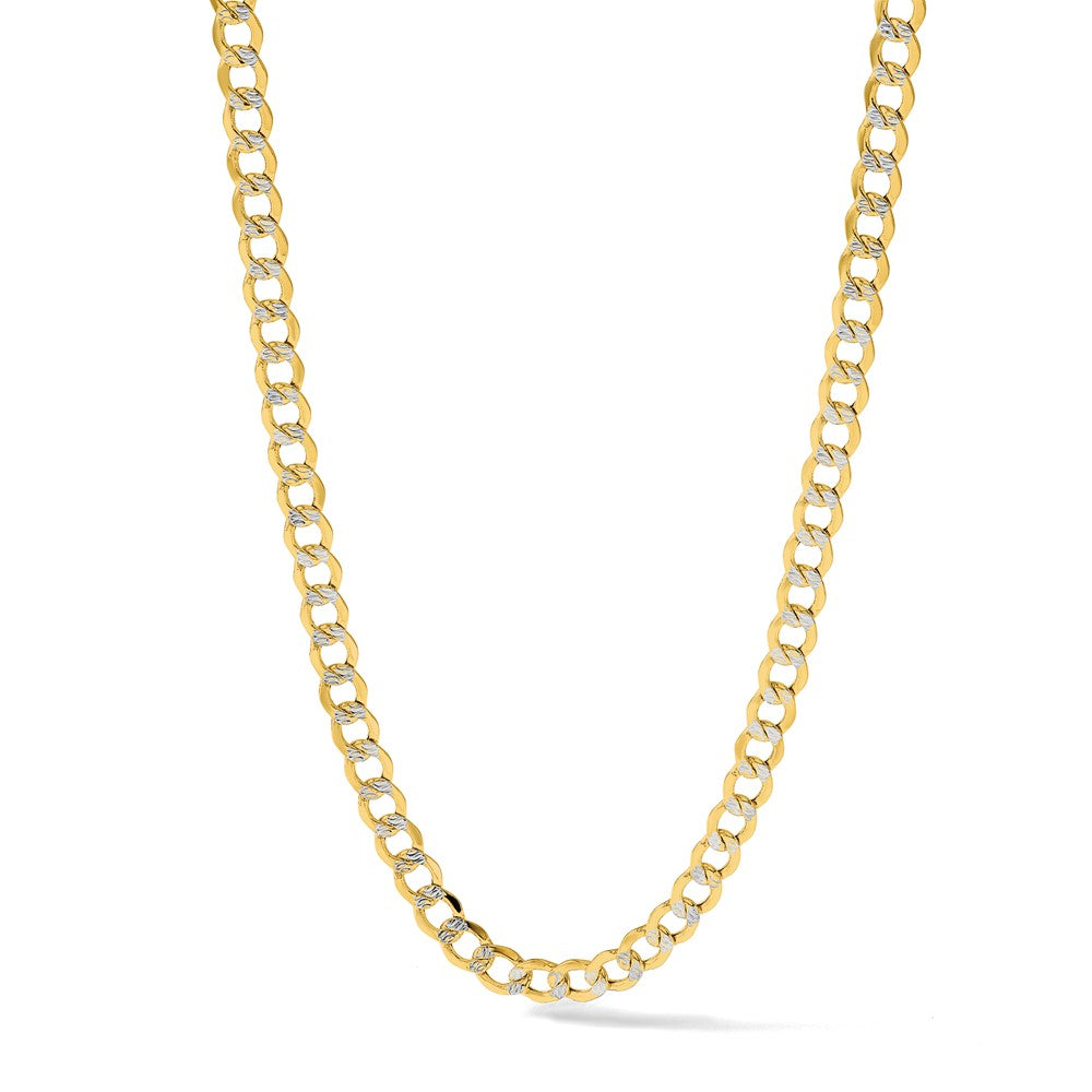 14k 6.75mm Semi-solid with Rhodium Pavé Curb Chain
