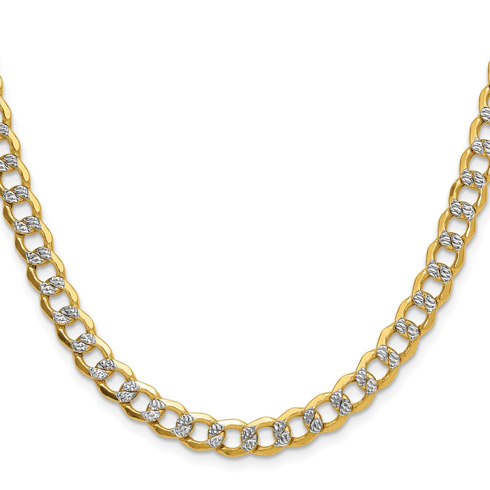 14k 7.1mm Semi-solid with Rhodium Pavé Curb Chain