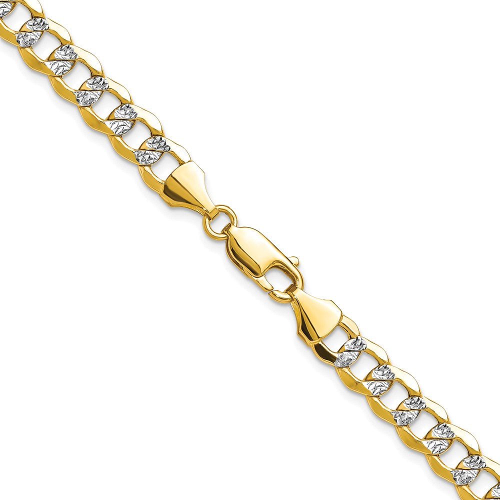 14k 7.1mm Semi-solid with Rhodium Pavé Curb Chain