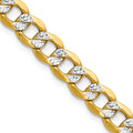 14k 7.1mm Semi-solid with Rhodium Pavé Curb Chain