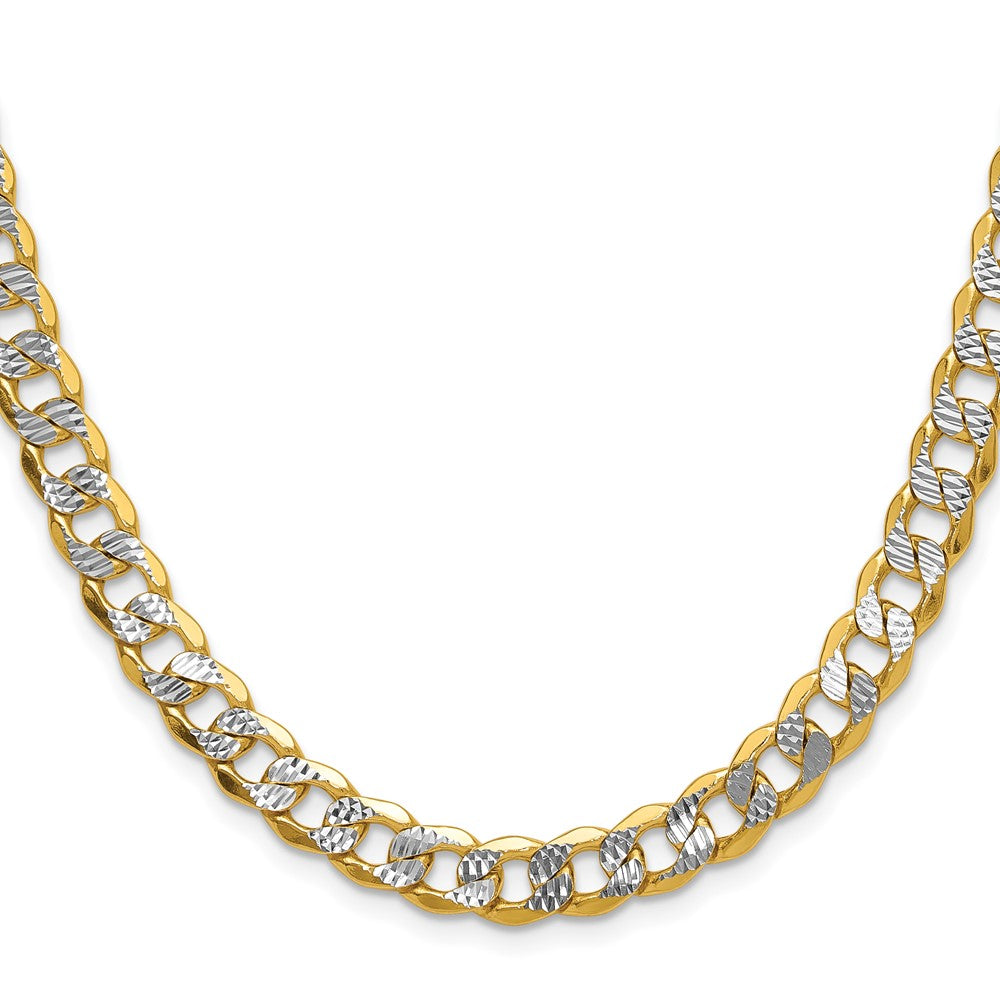 14k 7.75mm Semi-solid with Rhodium Pavé Curb Chain