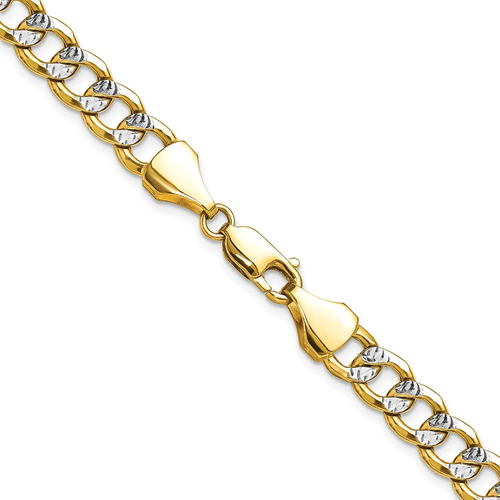 14k 7.75mm Semi-solid with Rhodium Pavé Curb Chain