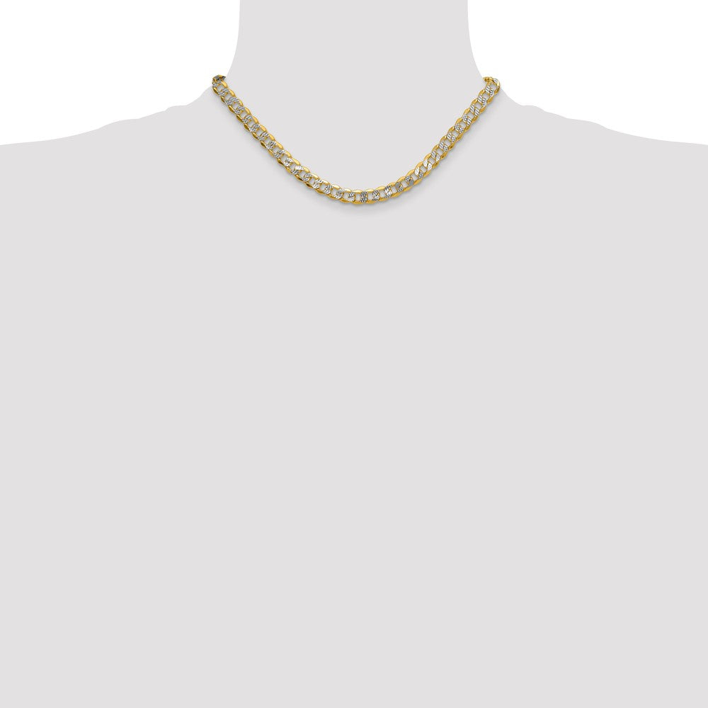 14k 7.75mm Semi-solid with Rhodium Pavé Curb Chain