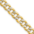 14k 7.75mm Semi-solid with Rhodium Pavé Curb Chain