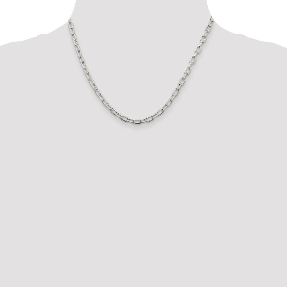 Sterling Silver 4.5mm Diamond-cut Long Link Cable Chain