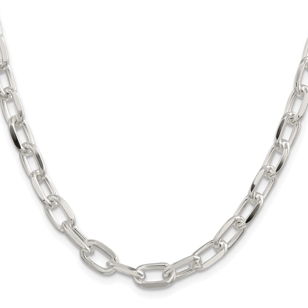 Sterling Silver Rhodium-plated 7.5mm Diamond-cut Long Link Cable Chain