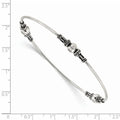 Sterling Silver Antiqued Beaded Slip-on Bangle