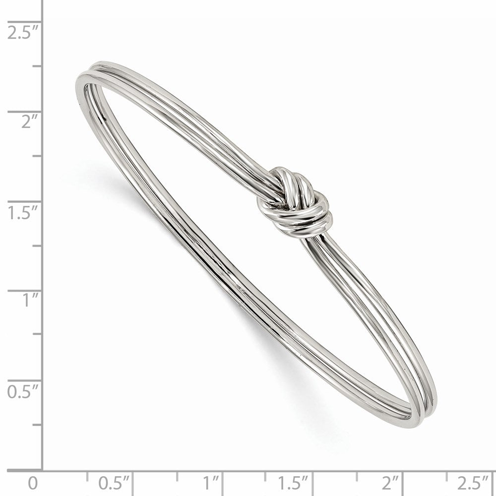 Sterling Silver Rhodium-plated Polished Knot Slip-on Bangle