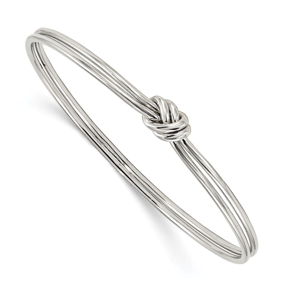 Sterling Silver Rhodium-plated Polished Knot Slip-on Bangle