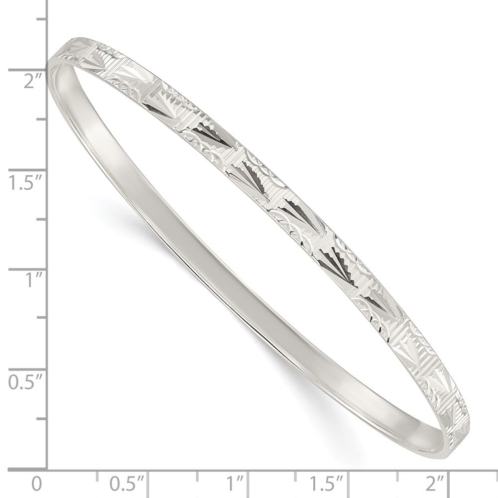 Sterling Silver Diamond Cut 4mm Slip-on Bangle