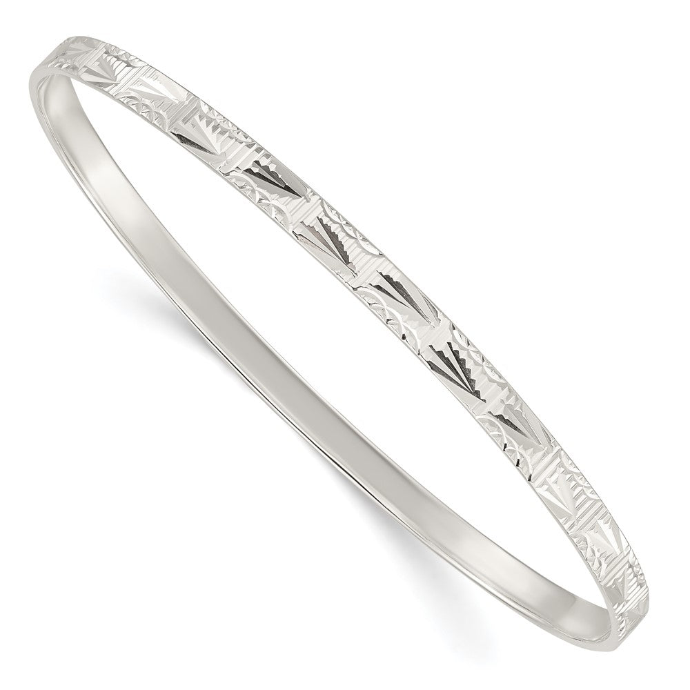 Sterling Silver Diamond Cut 4mm Slip-on Bangle