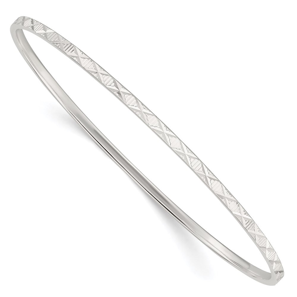 Sterling Silver Diamond Cut 2.5mm Slip-on Bangle