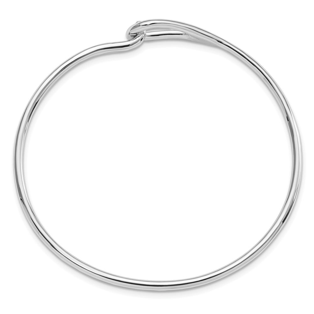 Sterling Silver Rhodium-plated Polished Hook Closure Bangle