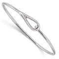 Sterling Silver Rhodium-plated Polished Hook Closure Bangle