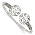 Sterling Silver Polished Tree Antiqued Flexible Bangle