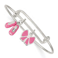 Sterling Silver Enameled Ballet Shoes & Bow Small Adj/Expandable Bangle