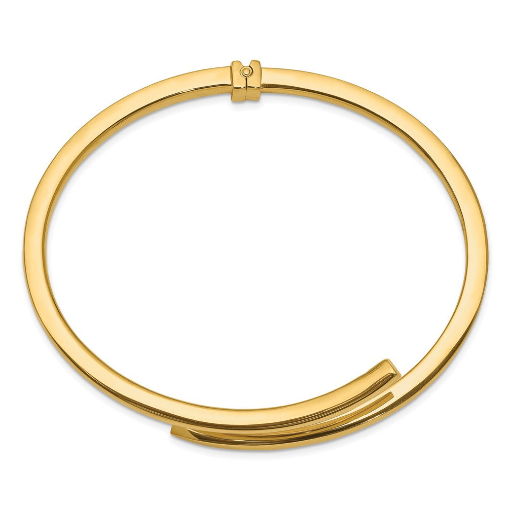 Sterling Silver Gold-plated Polished Bypass Hinged Bangle