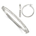 Sterling Silver D/C 4mm Bangle and 3mm Hoop Earring Set