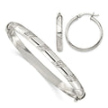 Sterling Silver D/C 6mm Bangle and 4mm Hoop Earring Set