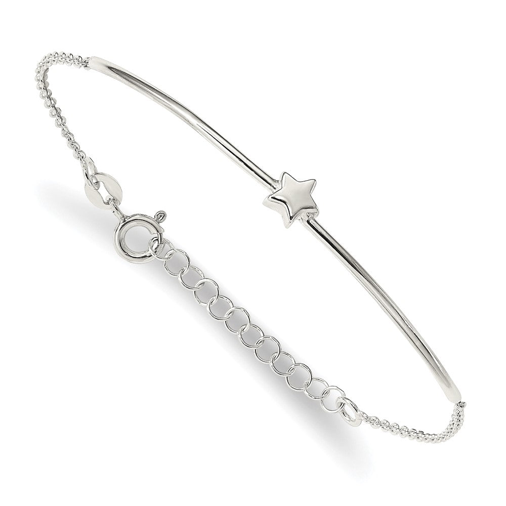 Sterling Silver Stars Bangle and Bracelet w/ 1\ Ext. Two Piece Set"