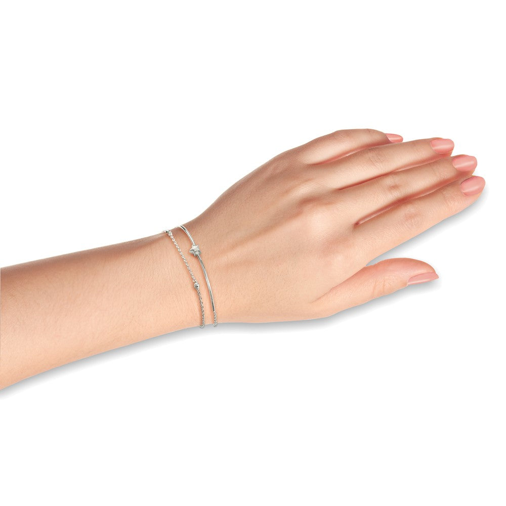 Sterling Silver Stars Bangle and Bracelet w/ 1\ Ext. Two Piece Set"