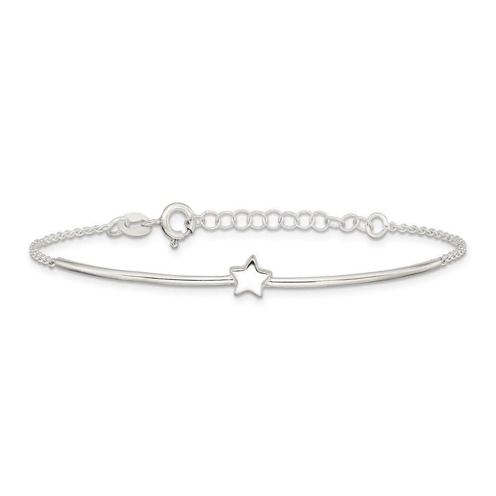 Sterling Silver Stars Bangle and Bracelet w/ 1\ Ext. Two Piece Set"