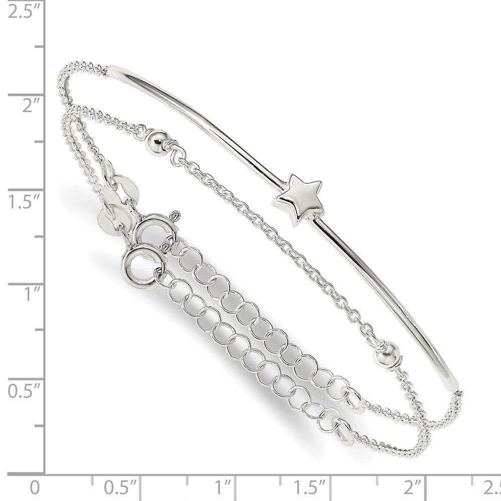 Sterling Silver Stars Bangle and Bracelet w/ 1\ Ext. Two Piece Set"