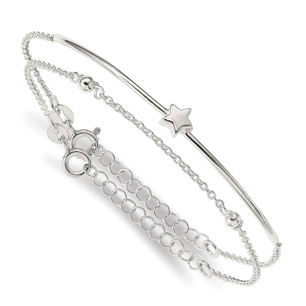 Sterling Silver Stars Bangle and Bracelet w/ 1\ Ext. Two Piece Set"