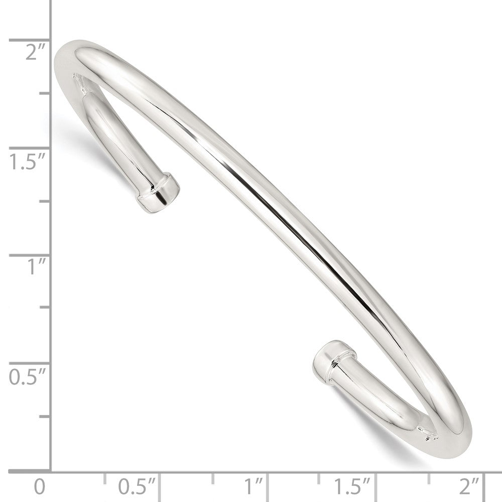 Sterling Silver Polished 4mm Cuff Bangle